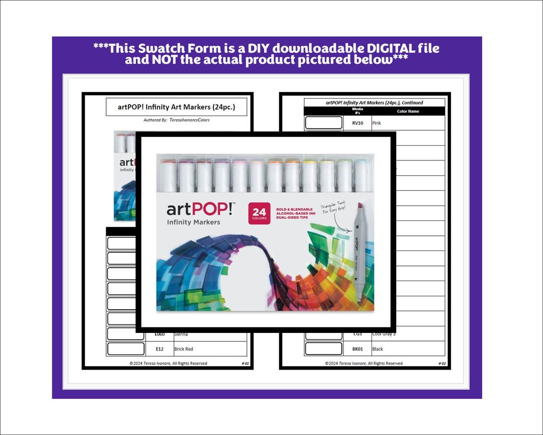 Swatch Form: Artpop! Infinity Art Markers (024pc.) (black & White ...