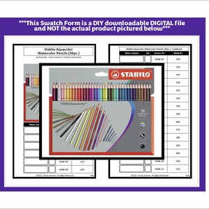 Swatch Form: STABILO® Aquacolor Watercolor Pencils (036pc.) - (Black & White Version)