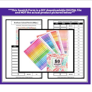 Peut inclure: Un formulaire d'échantillons imprimable pour 80 crayons de couleur Brutfuner. Le formulaire comprend un nuancier avec 80 échantillons de couleurs et le numéro de couleur correspondant à chaque crayon. Le formulaire est un téléchargement numérique et ne comprend pas les crayons réels.