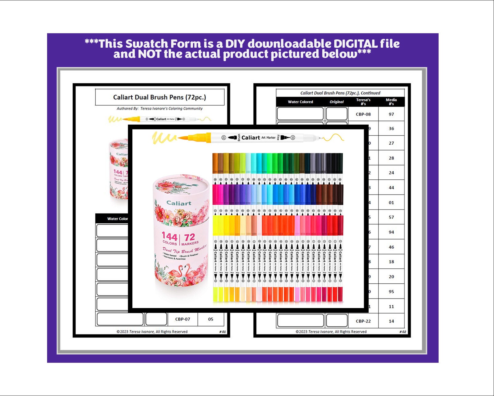 Caliart Alcohol Markers 100pc. Color Wheel Set by Teresa Ivanore