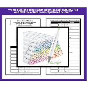 Swatch Form: Ohuhu Alcohol Markers (Honolulu Series) (048pc.) - Brush & Chisel - Blossoming (Black and White Version)