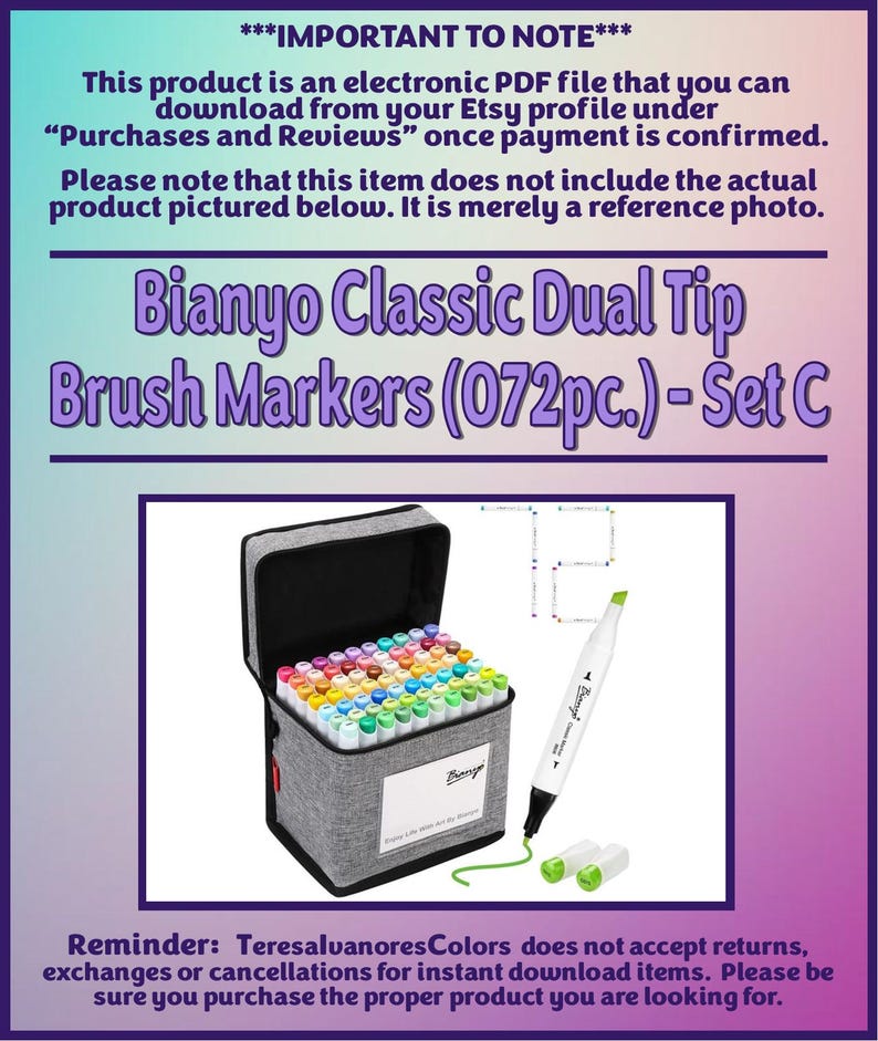 Swatch Form: Bianyo Classic Dual Tip Brush Markers (072pc.) - Set C ...