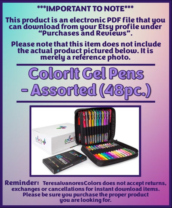 48 Colored Ink Refills For ColorIt Gel Pens