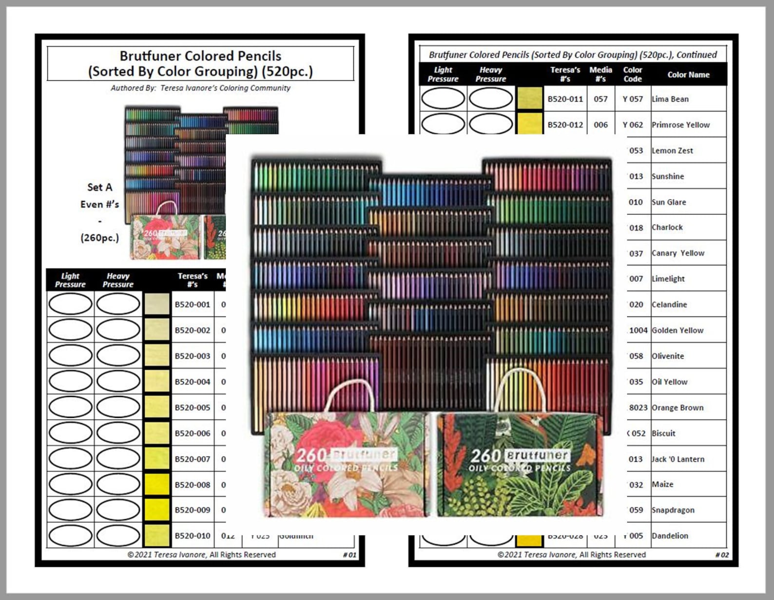 Swatch Form /color Chart For Brutfuner Colored Pencils Etsy Australia