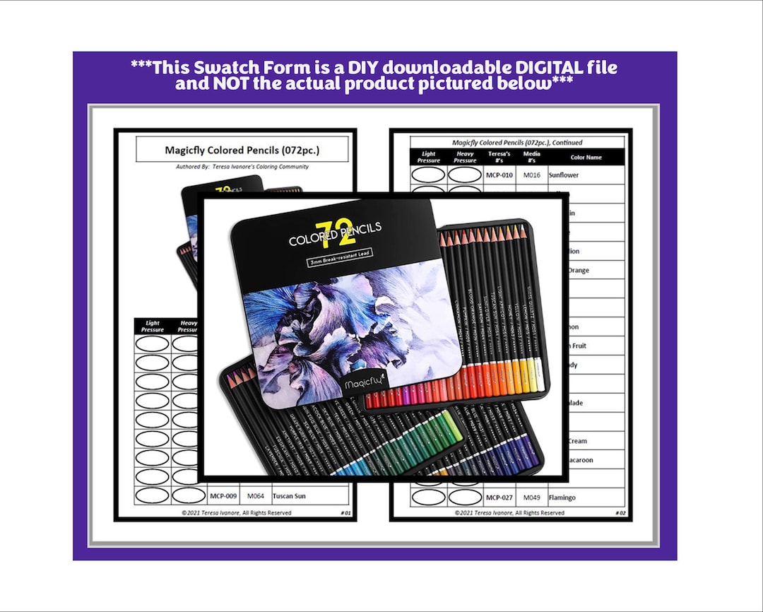 Swatch Form Magicfly Colored Pencils 72pc. Etsy