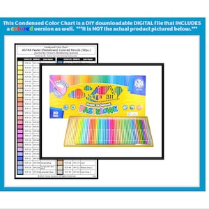 Tabela de cores condensada para: Lápis de cor ASTRA Pastel (Pastelowe) (50 unidades) - Inclui versão colorida