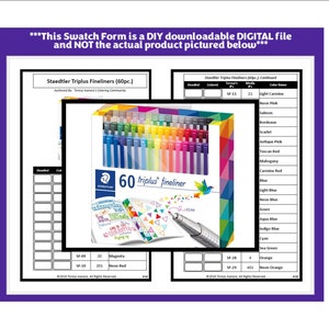 Staedtler Triplus Fineliner 60 Colored Pens Swatch Template DIY Color  Swatch Printable Digital PDF Template Instant Download 