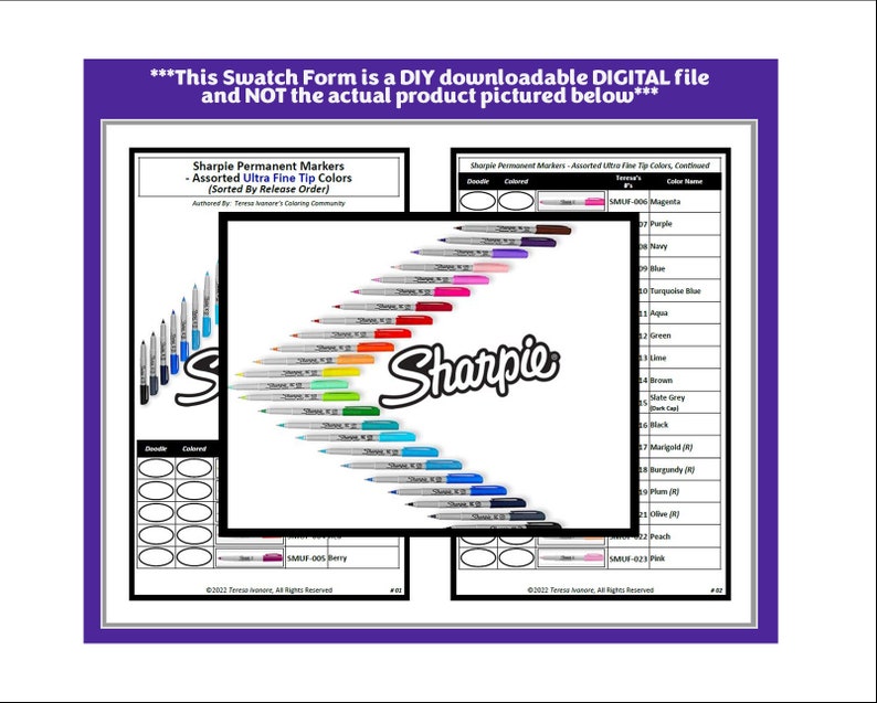 Swatch Form: Sharpie Markers - Complete ULTRA FINE TIP Collection ...