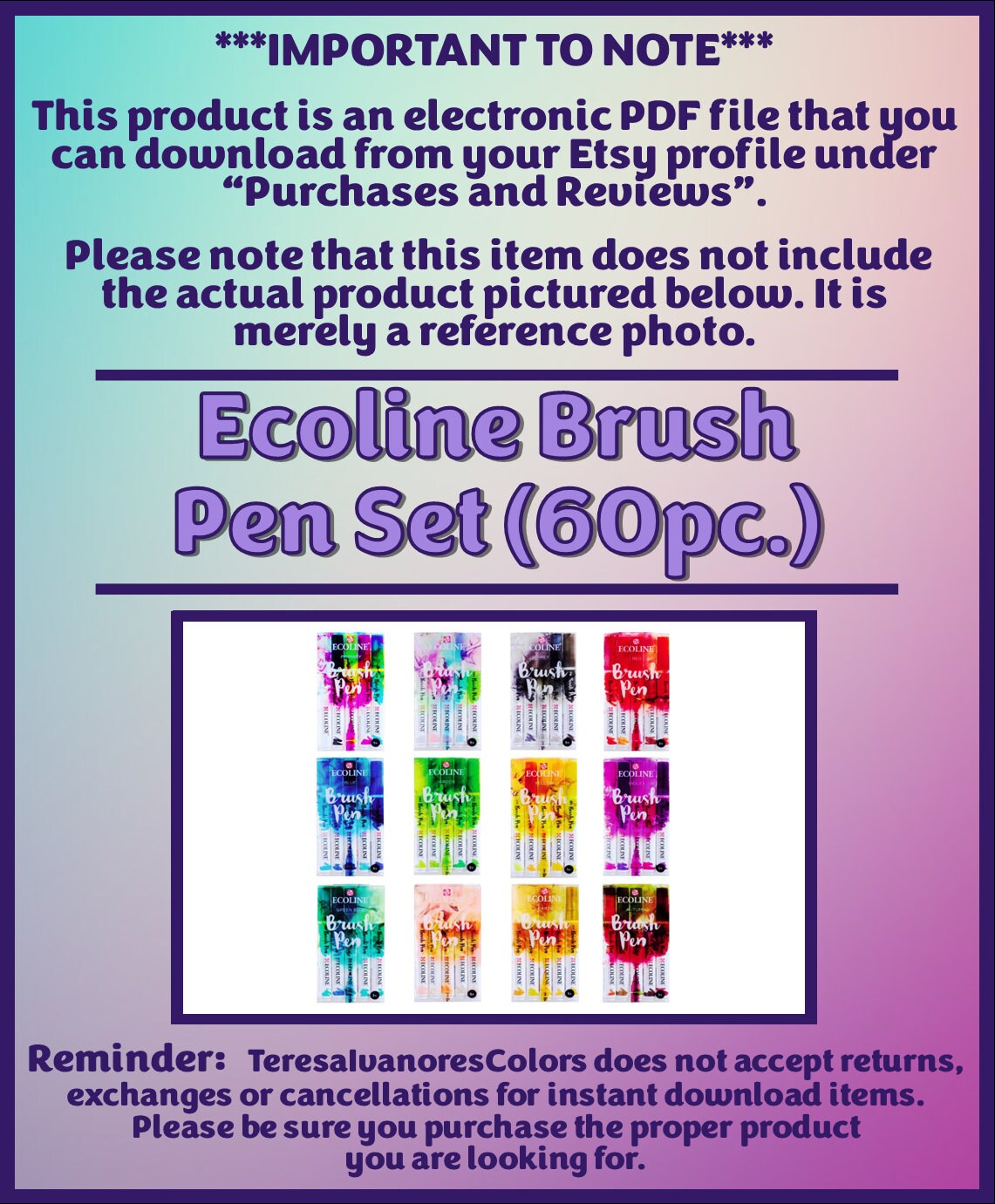 Ecoline Brush Pen Set Pastels Watercolour Brush Pens Set of 5 