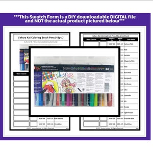 Swatch Form: Sakura Koi Coloring Brush Pens (048pc.) (Black & White Version)