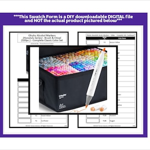 Swatch Form: Ohuhu Alcohol Markers (Honolulu Series) (320pc.) - Brush & Chisel - Classic Colors (Black and White Version)