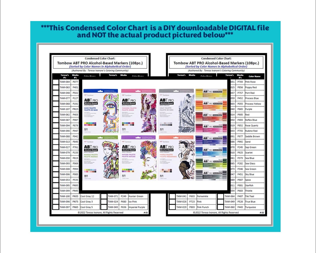 Condense Color Condensed Chart: Tombow ABT PRO Alcohol Markers (108pc.) - Assorted ...