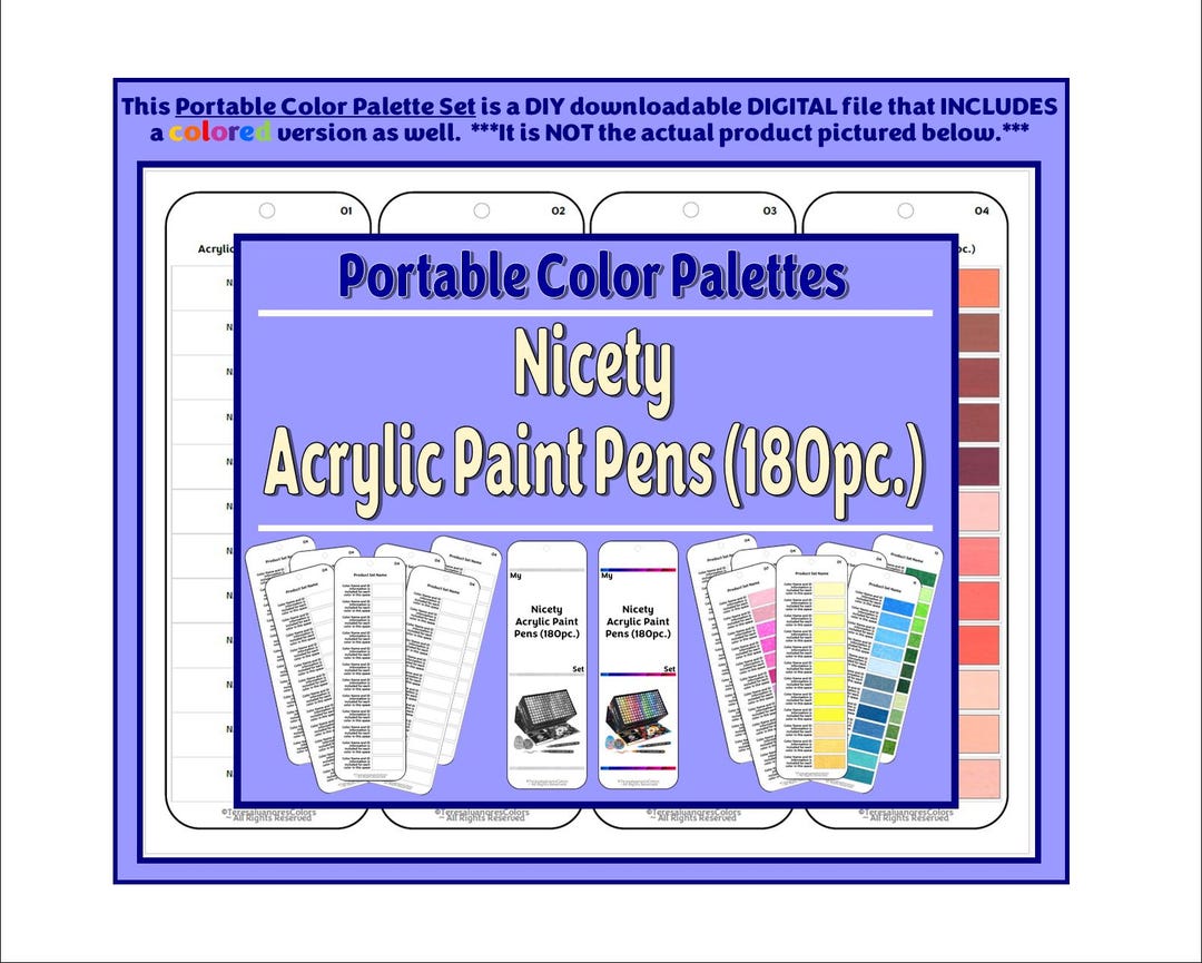 Color Palette Cards: Nicety Acrylic Paint Pens (180pc.) (colored ...