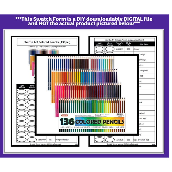 Swatch Form: Shuttle Art Colored Pencils (136pc.)