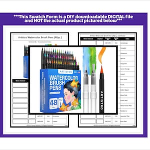 May include: A set of 48 Artistro Watercolor Brush Pens in a black box with a colorful illustration of a woman and a fish. The box has the text "Artistro Watercolor Brush Pens" and "48 Colors" on it. The pens are arranged in rows and are labeled with their color names.