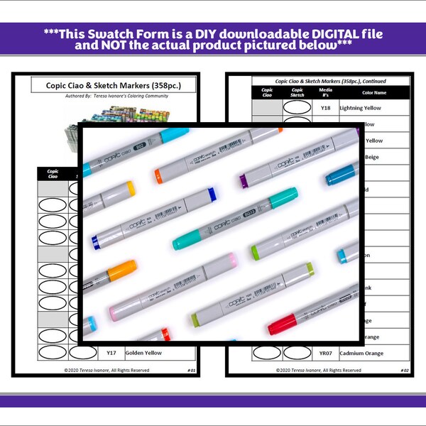 Swatch Chart for the Caliart Alcohol Markers - Etsy