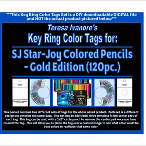 Key Ring Tags: SJ STAR-JOY Colored Pencils (120pc.) - Gold Edition (Black & White Version)