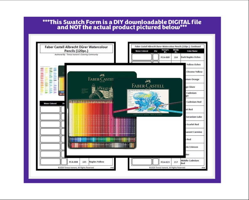 Swatch Form: Faber-Castell Watercolour Pencils - Albrecht Dürer (120pc.) (Black & White Version) image 1