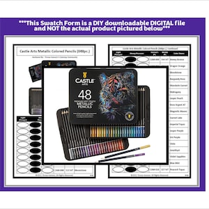 Swatch Form: Castle Arts Colored Pencils - Metallic (048pc.) (Black & White Version)