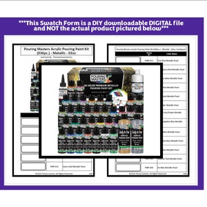 Formulário de amostra: Kit de tinta acrílica para derramamento Pouring Masters (036 peças) - Metálico - 02oz (versão preto e branco)