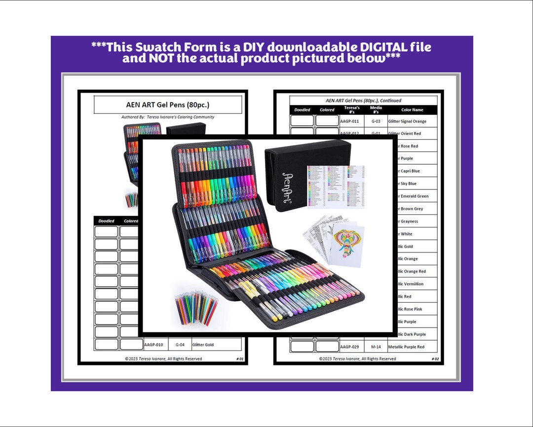 Swatch Form: AEN Art Gel Pens 80pc. 