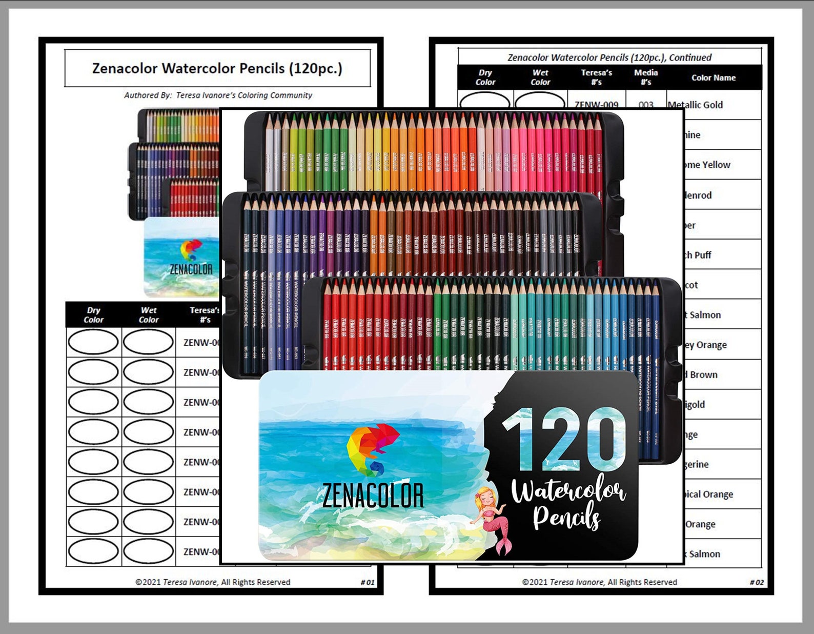 Swatch Form /color Chart For: Zenacolor Watercolor Pencils - Etsy Finland