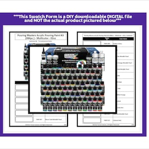 Formulário de amostra: Kit de tinta acrílica para derramamento Pouring Masters (084 peças) - Multicolorido - 02oz (versão preto e branco)