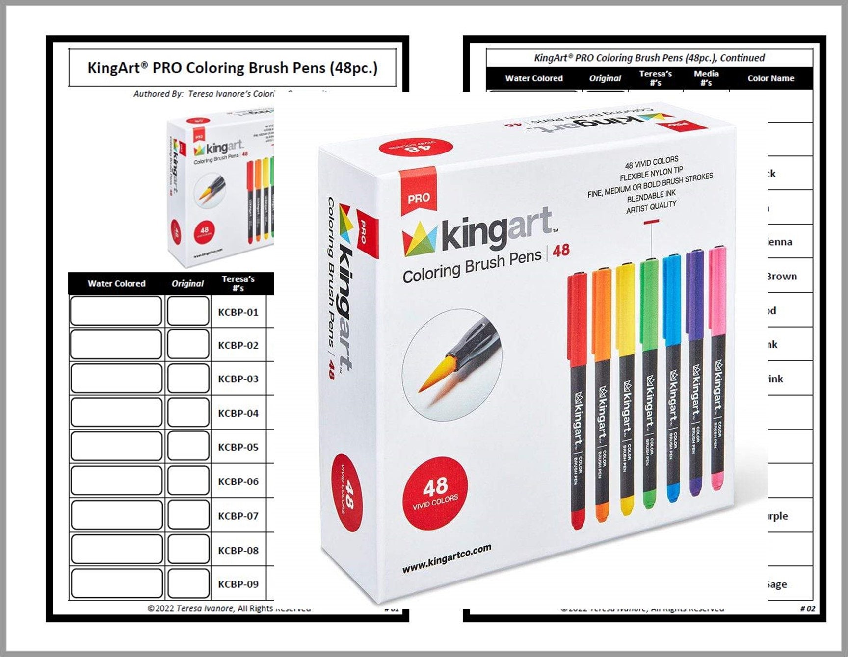 Swatch Form Kingart® PRO Coloring Brush Pens 48pc. Etsy