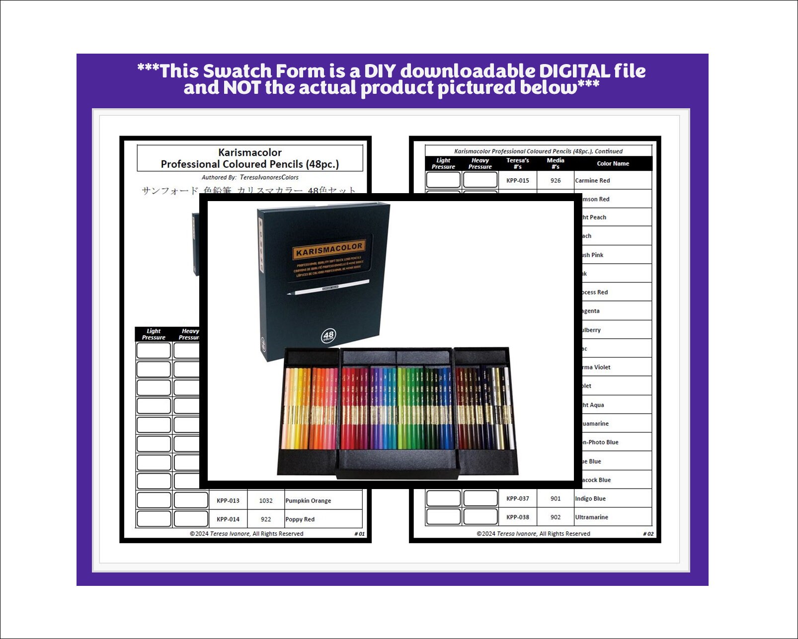 Swatch Form: Karismacolor Professional Coloured Pencils (048pc