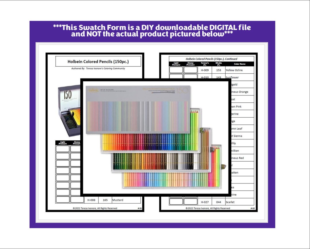 Swatch Form: Holbein Colored Pencils (150pc.) (black & White