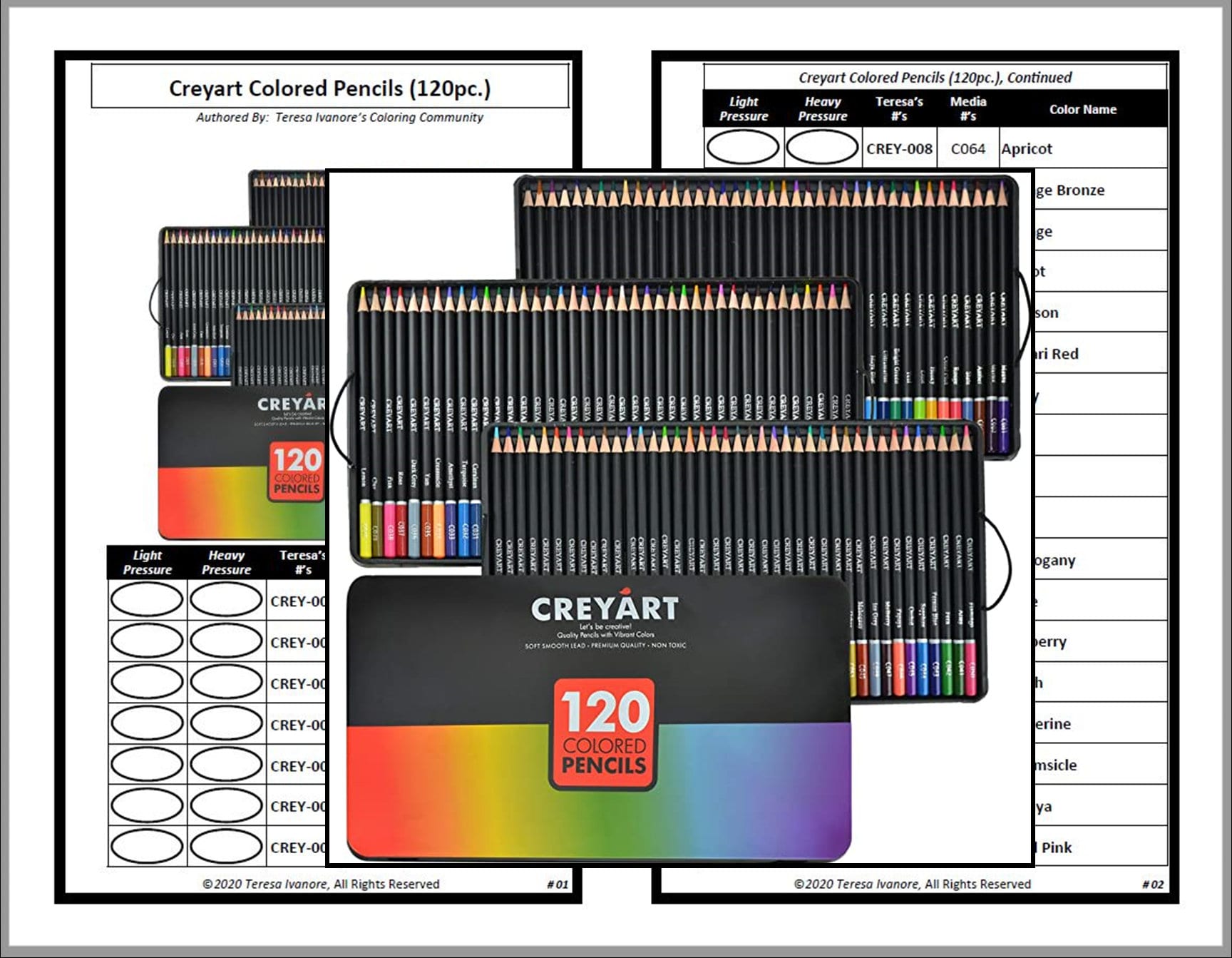Buy Swatch Form /color Chart For Creyart Colored Pencils 120pc. Online