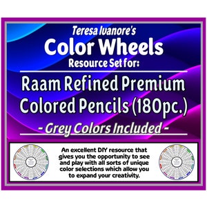 Lápis de cor Raam Refined Masters Collection Premium (180 peças) - (tons de cinza incluídos) - Conjunto de roda de cores por Teresa Ivanore