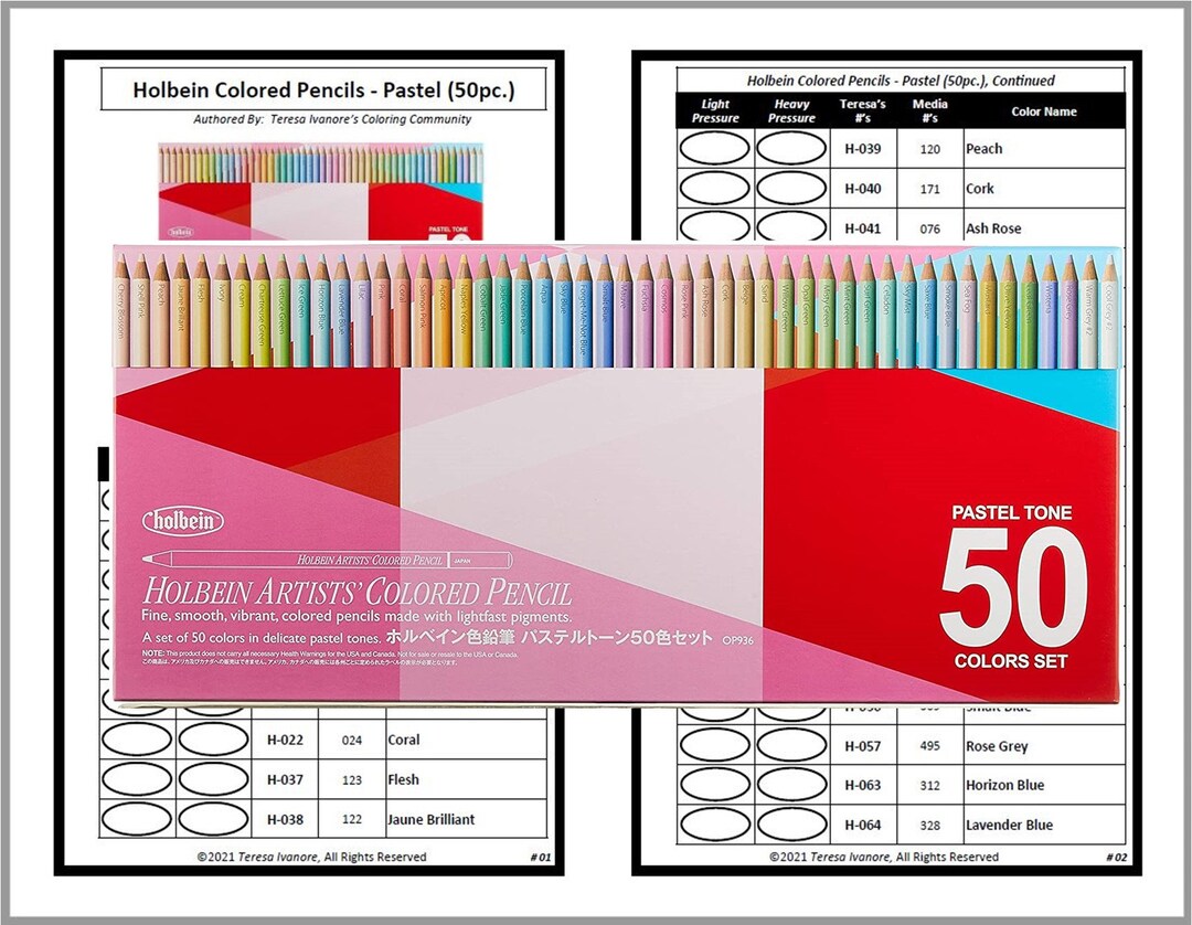 Swatch Form /color Chart For Holbein Colored Pencils Pastel Etsy