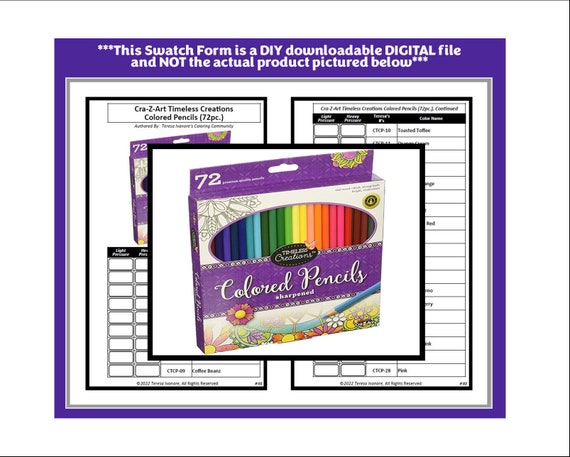 Swatch Form: Cra-z-art Timeless Creations Colored Pencils 72pc. (Instant  Download) 