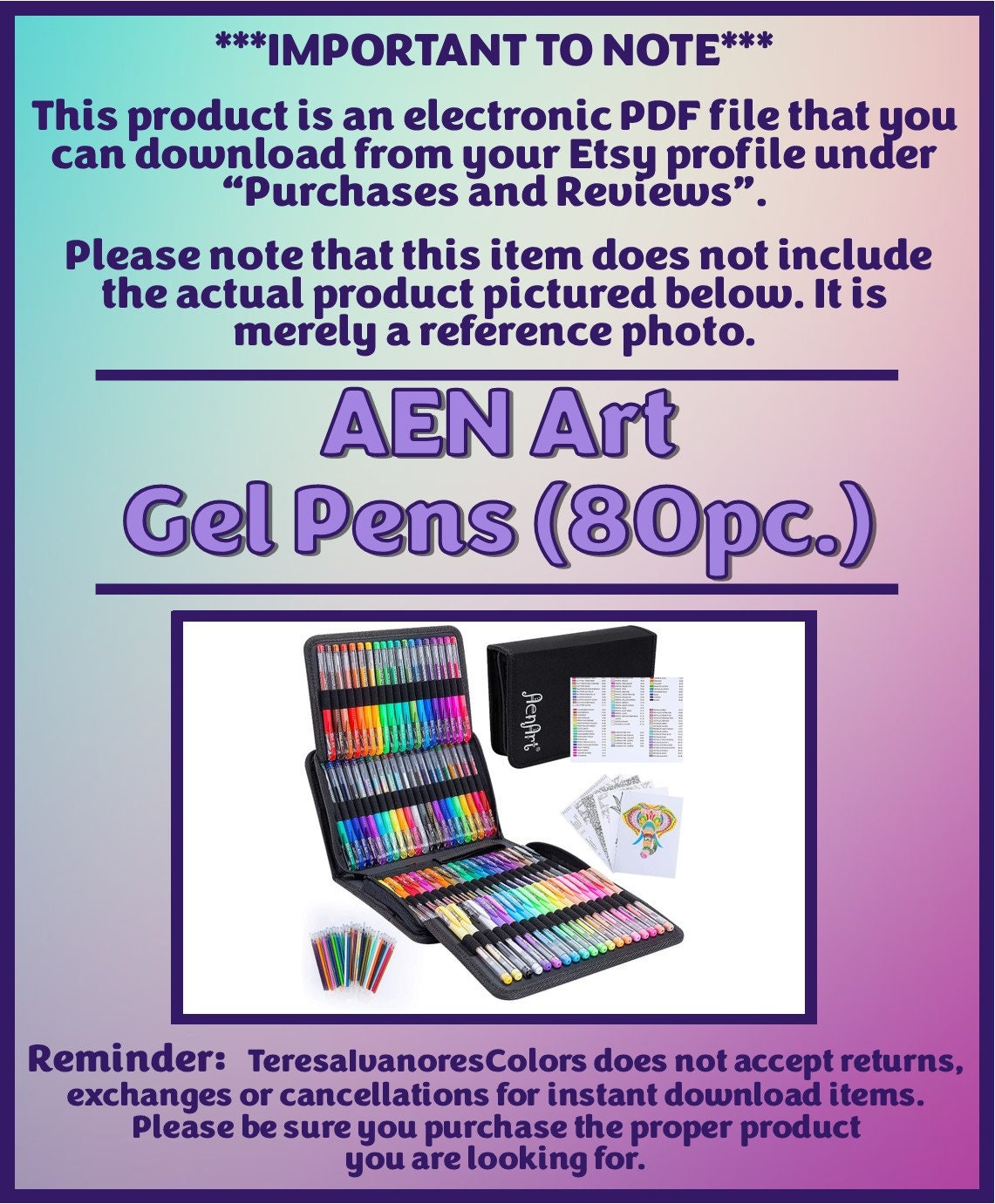 Swatch Form: AEN Art Gel Pens 80pc. 