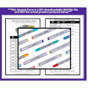Swatch Form: Copic Ciao and Sketch Markers (358pc.) (Black & White Version)