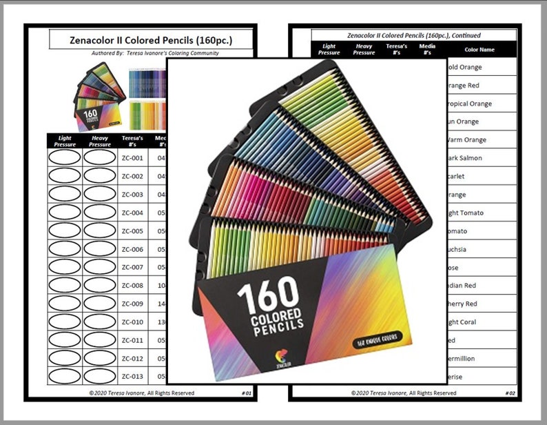 Swatch Form /color Chart For Zenacolor II Colored Pencils Etsy