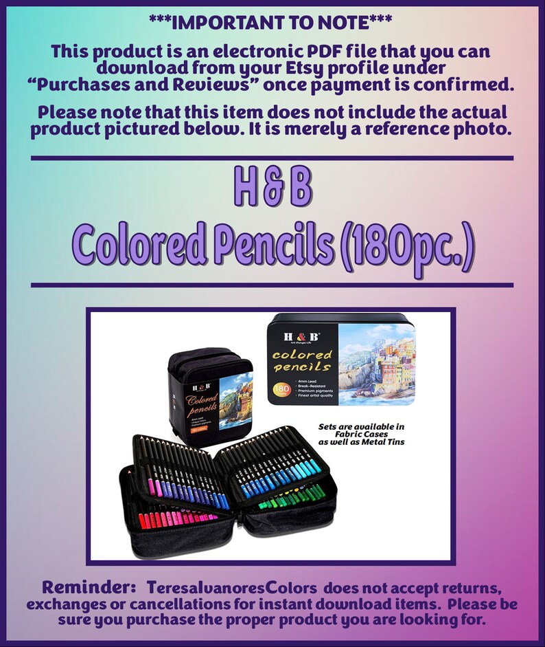 Swatch Form: H & B Colored Pencils (180pc.) (black and White Version ...