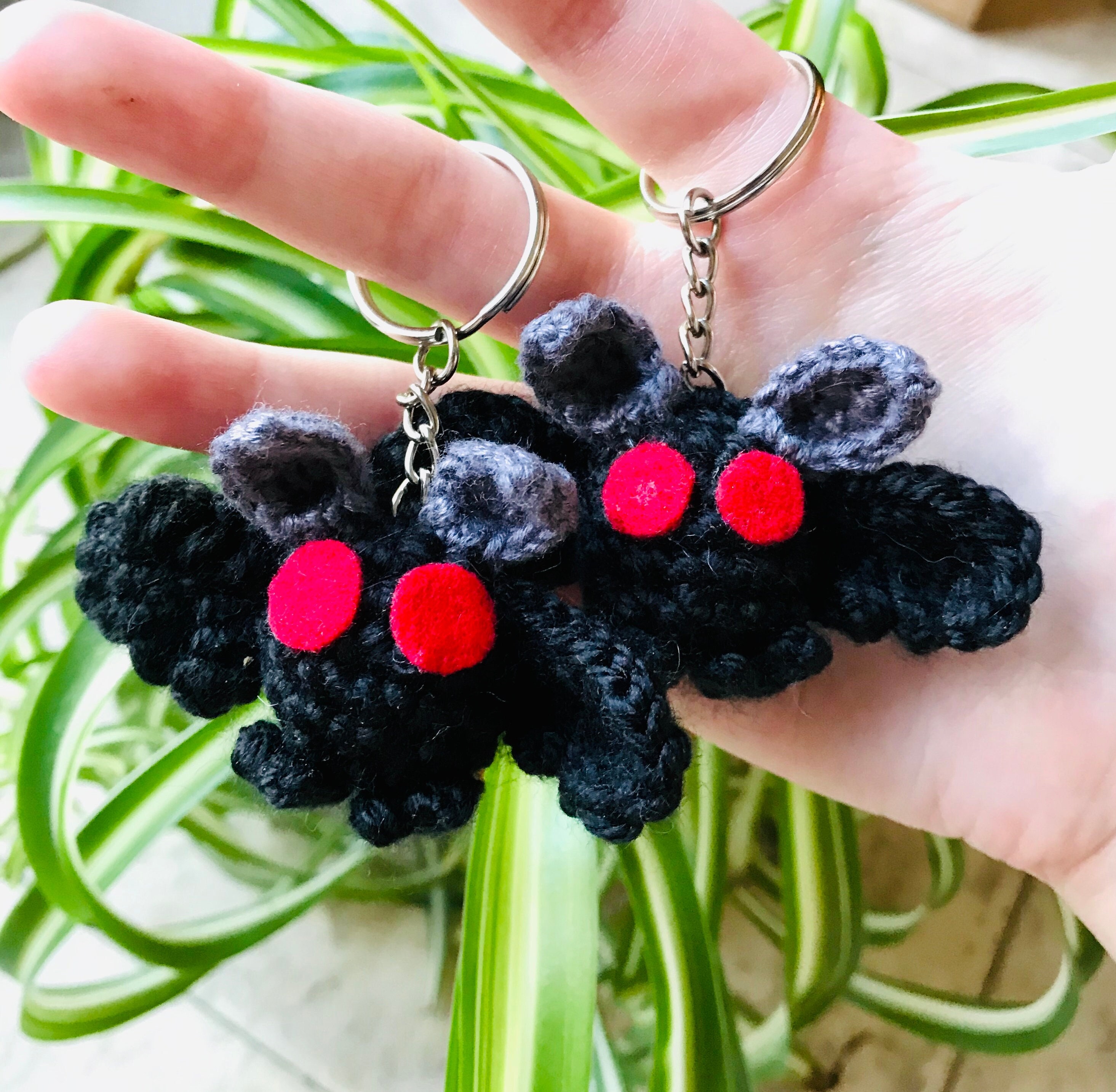 Mothman amigurumi crochet keychain