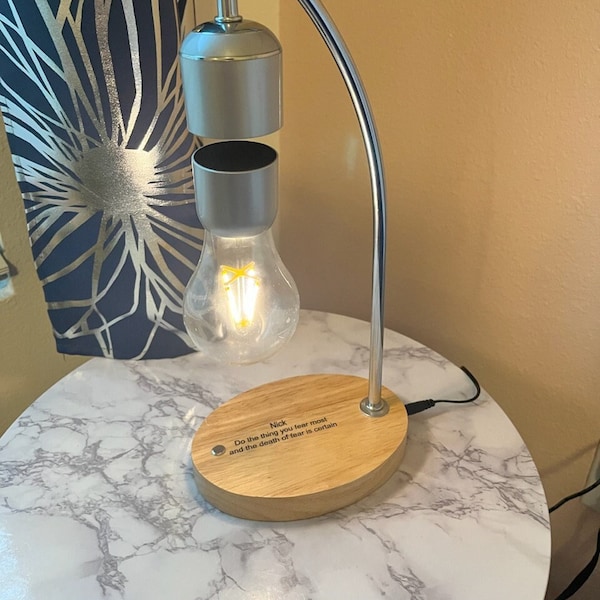 Engraved Magnetic Levitating Lamp - Wireless Phone Charger