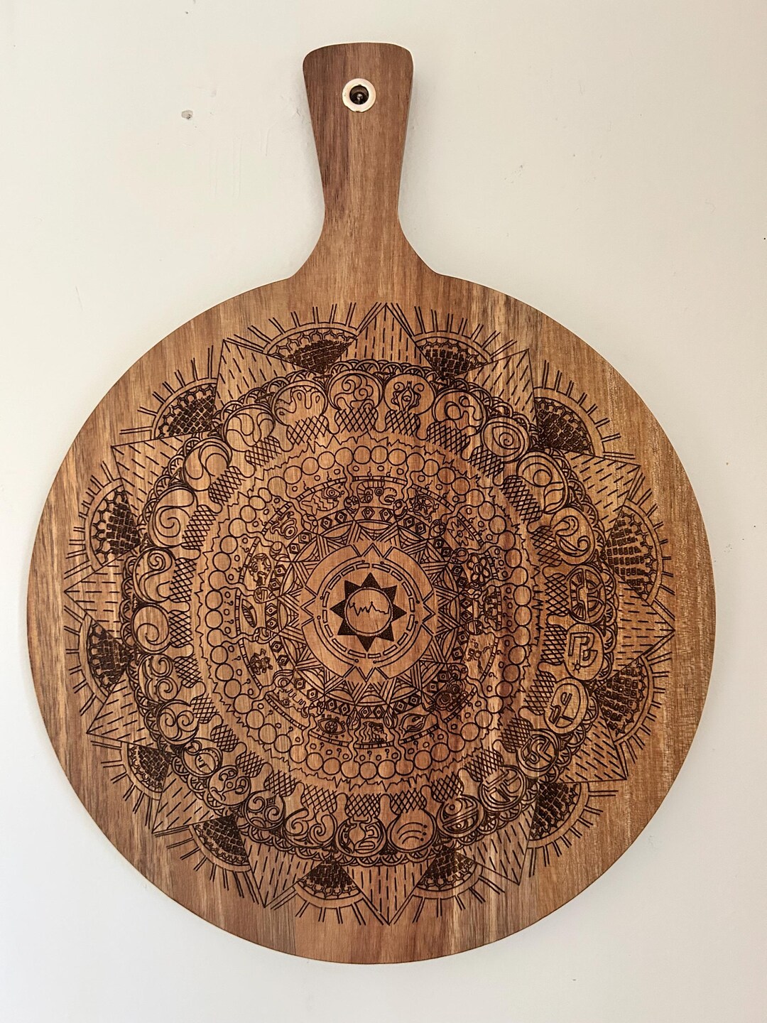Life Line Laser Engraved Round Acacia Cutting Board & Serving Platter ...