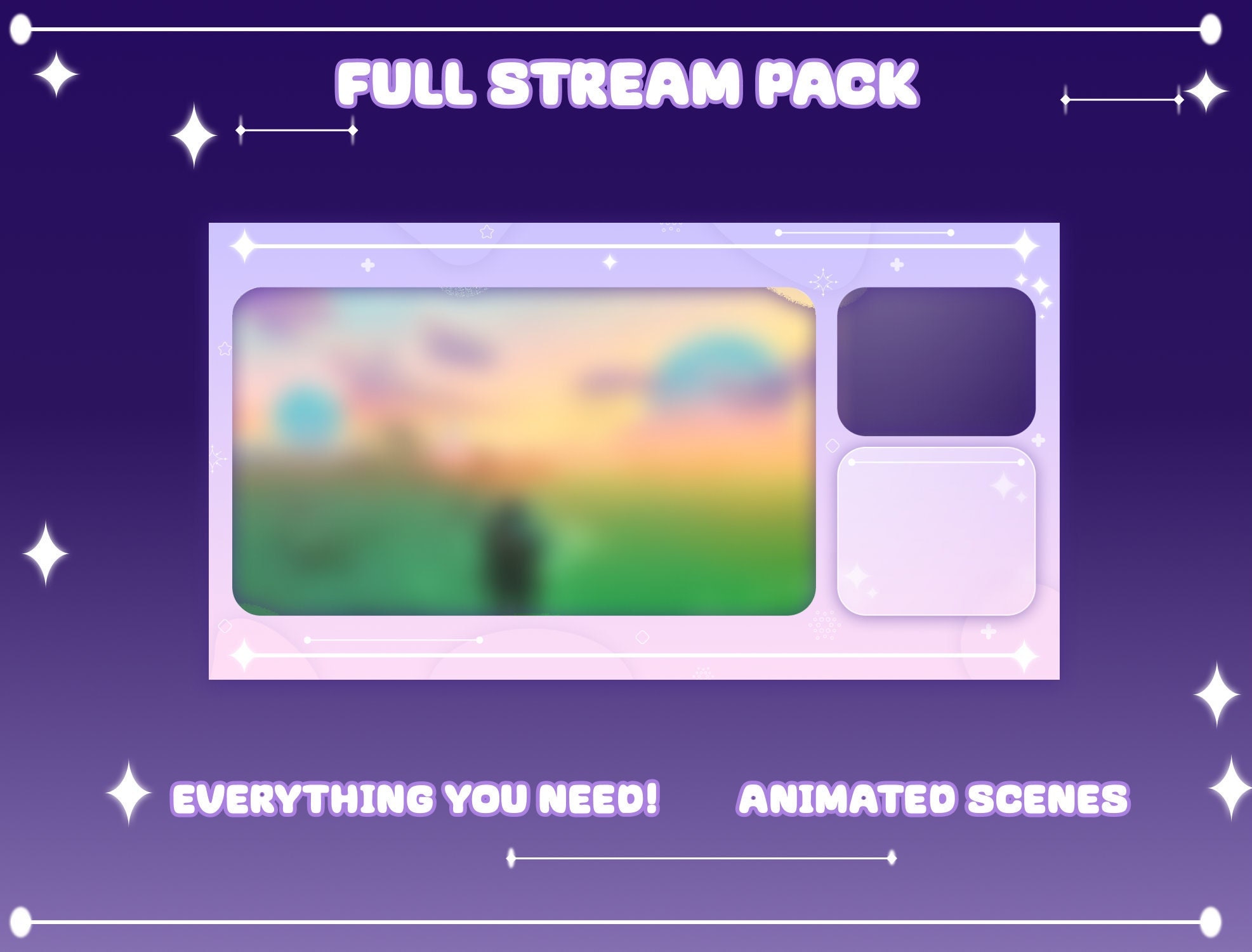 Dreamy Animated Stream Twitch Package | Pastel Pink and Purple Starry ...