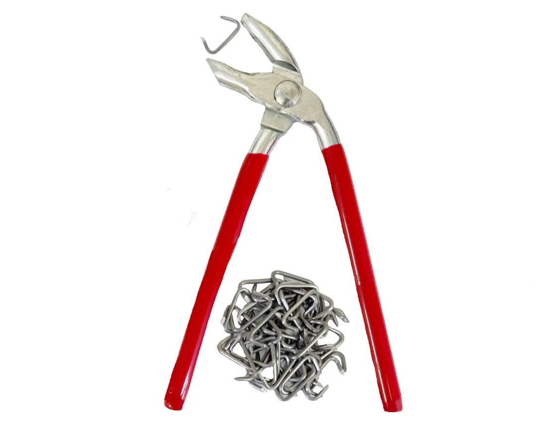 Hog Ring Pliers Kit With Galvanized Steel Hog Rings, Auto Upholstery