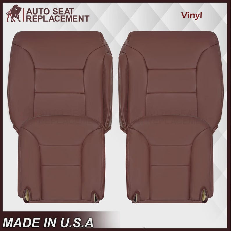 Ruby Red Synthetic Leather Seat Cover: Chevy Tahoe, Suburban, Silverado (1995-1999) Made in USA image 2