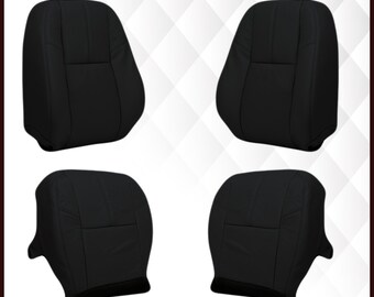 Soillar Perforated Leather Seat Cover Set For GMC Yukon/Sierra & Cadillac Escalade 2007-2014 (Black, Front)