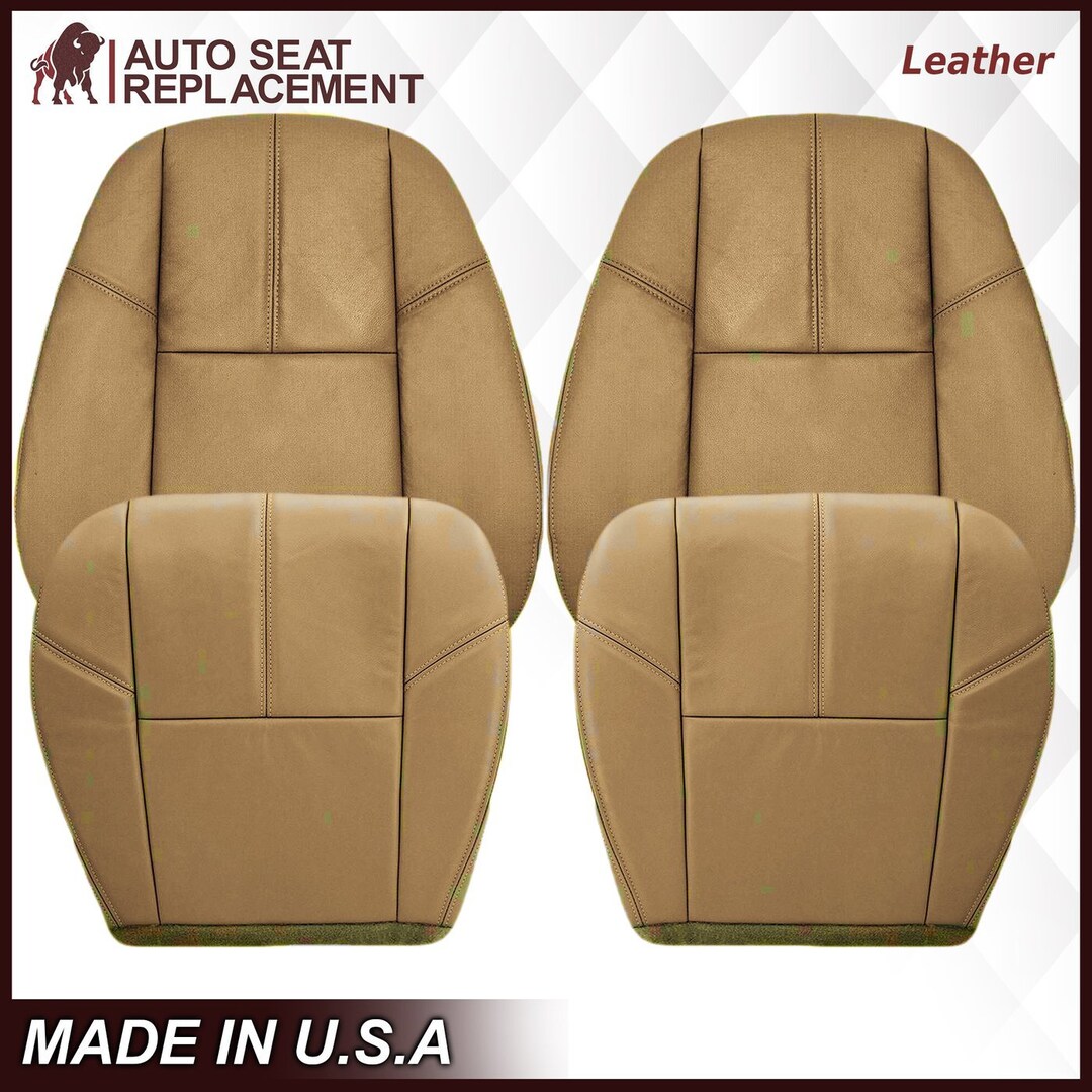 thumbnail interactive-video image 1 of US Auto Seat Cover – Tan Leather Driver Bottom Seat Cover For 2003-2004 Chevy Tahoe Suburban, Heated Compatible 1 of 5