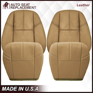 2007 2008 2009 2010 2011 2012 2013 2014 Chevy Tahoe Suburban Replacement Genuine Leather Seat Covers in Light Cashmere Tan, Made in USA