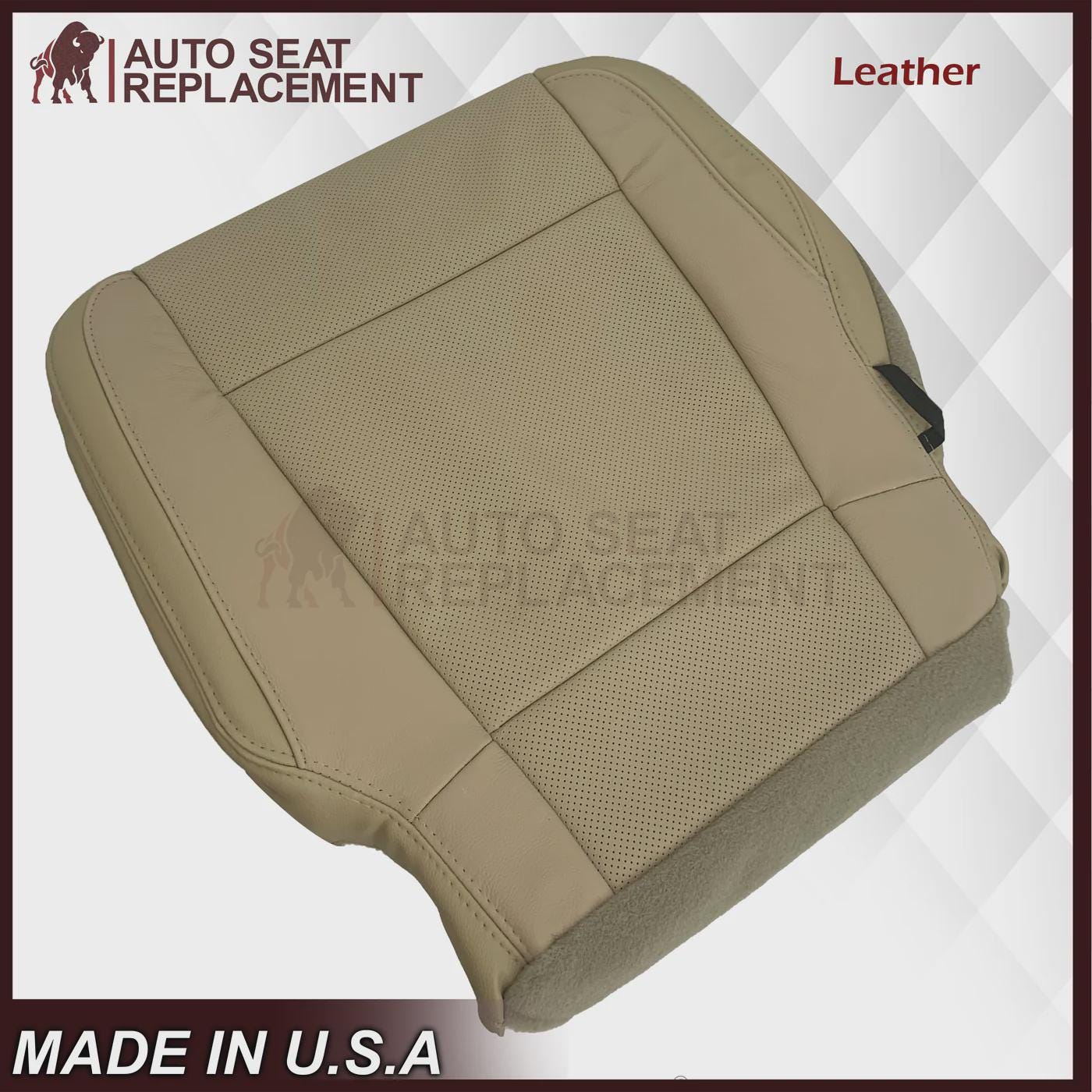 US Leather Car Seats Driver Bottom Seat Cover For 2011-2014 Ford F150 Lariat – Adobe Tan Perforated Vinyl