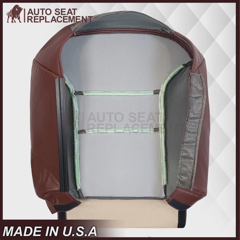 Ruby Red Synthetic Leather Seat Cover: Chevy Tahoe, Suburban, Silverado (1995-1999) Made in USA image 3