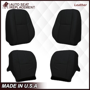 2007 2008 2009 2010 2011 2012 2013 2014 Chevy Tahoe Suburban Replacement Genuine Leather Seat Covers in Ebony Black, Made in USA